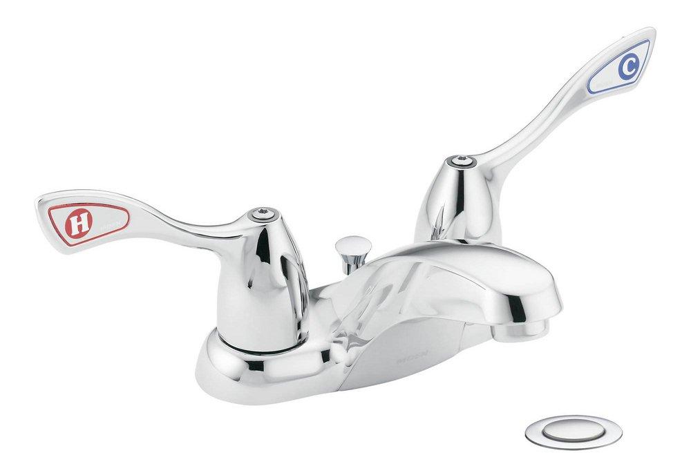 Moen Polished Chrome Two Handle Centerset Bathroom Sink Faucet 