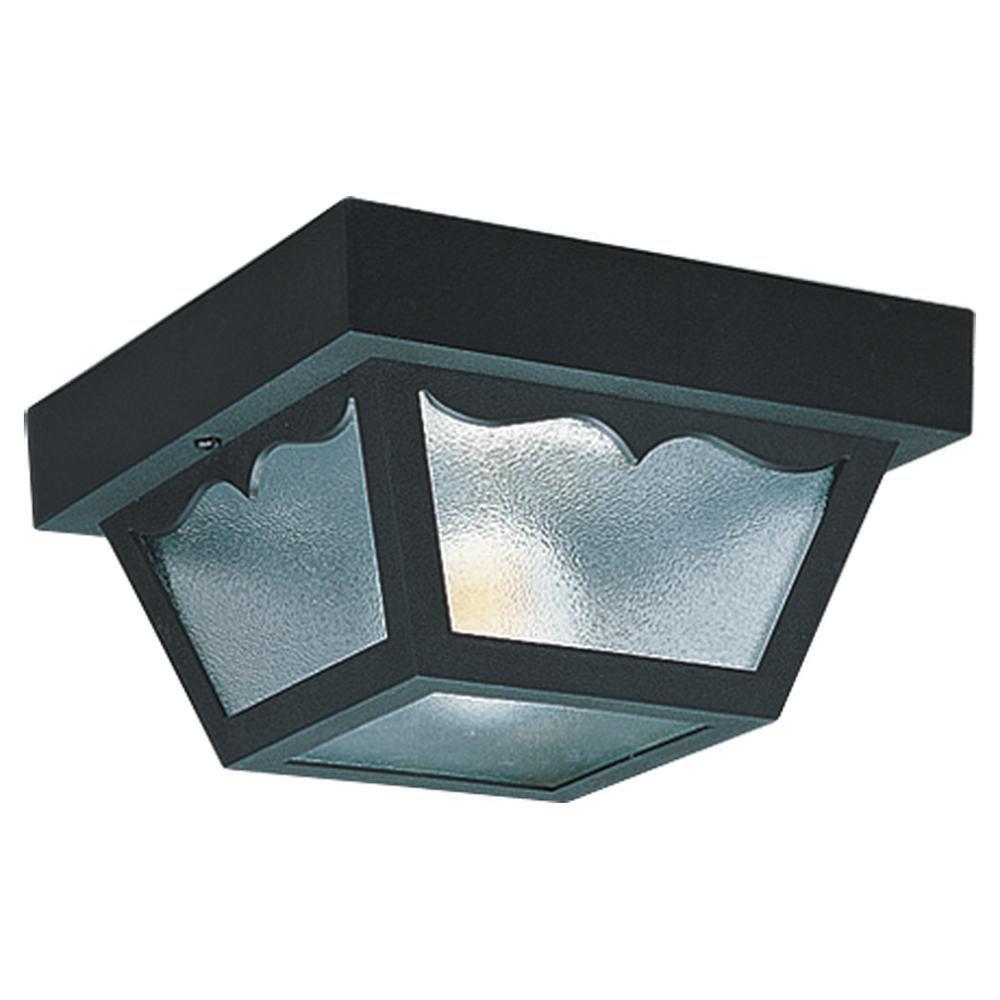 Visual Comfort & Co. Generation Lighting Black 5-1/2 x 10-1/4 in. 60 W 2-Light Medium Outdoor Semi-Flush Mount Ceiling Fixture 