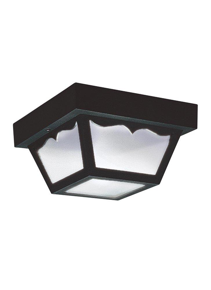 Visual Comfort & Co. Generation Lighting Black 60 W 1-Light Medium Outdoor Semi-Flush Mount Ceiling Fixture 