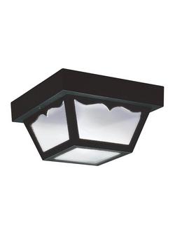 60 W 1-Light Medium Outdoor Semi-Flush Mount Ceiling Fixture in Black
