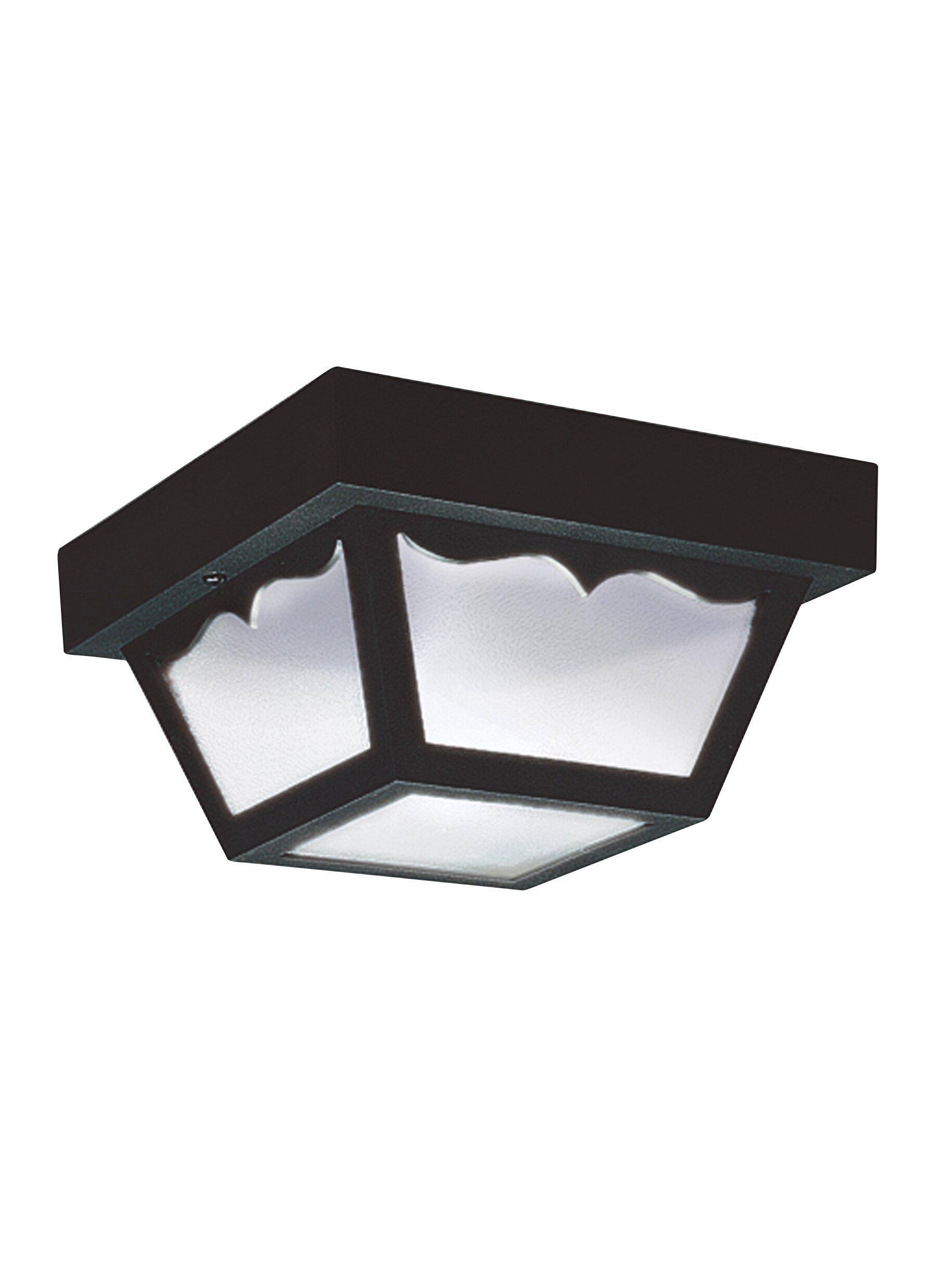 Visual Comfort & Co. Generation Lighting Black 60 W 1-Light Medium Outdoor Semi-Flush Mount Ceiling Fixture 
