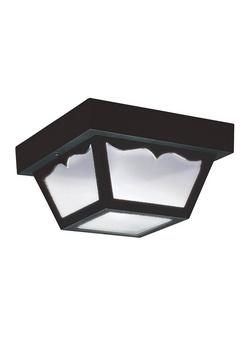 60 W 1-Light Medium Outdoor Semi-Flush Mount Ceiling Fixture in Black