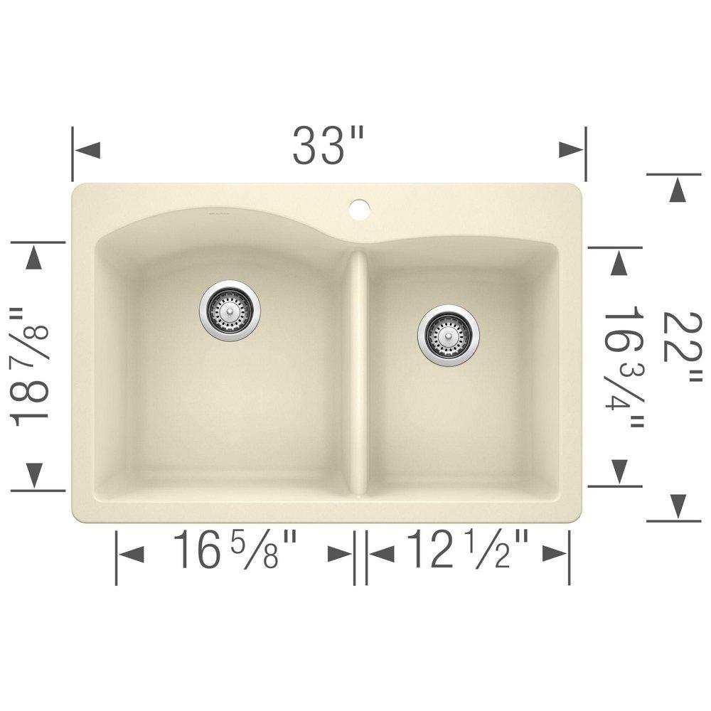 BLANCO Biscuit 33 x 22 in. 1 Hole Composite Double Bowl Dual Mount Kitchen Sink 