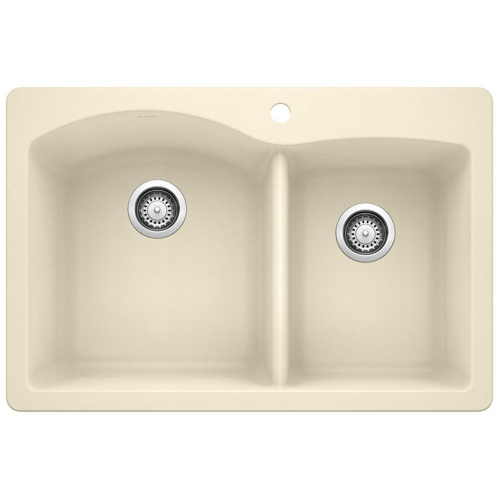 BLANCO Biscuit 33 x 22 in. 1 Hole Composite Double Bowl Dual Mount Kitchen Sink 