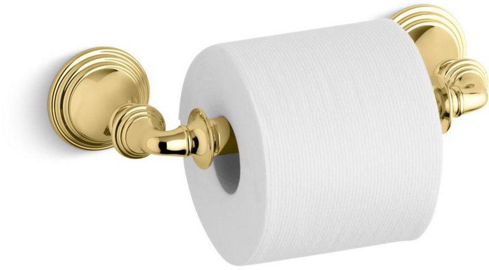 KOHLER Vibrant&reg; Polished Brass Wall Mount Toilet Tissue Holder 