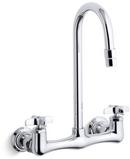 Two Cross Handle Wall Mount Service Faucet in Polished Chrome