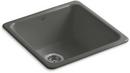 KOHLER Thunder&trade; Grey 20-7/8 x 20-7/8 in. No Hole Cast Iron Single Bowl Dual Mount Kitchen Sink 