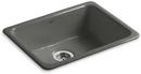 KOHLER Thunder&trade; Grey 24-1/4 x 18-3/4 in. No Hole Cast Iron Single Bowl Dual Mount Kitchen Sink 