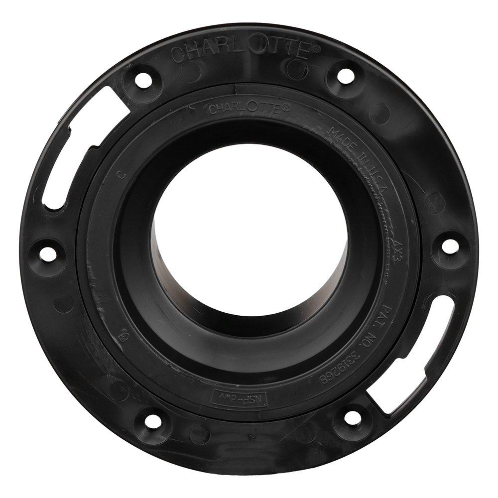 Black 4 in. ABS DWV Adjustable Spigot Closet Flange with Ring 