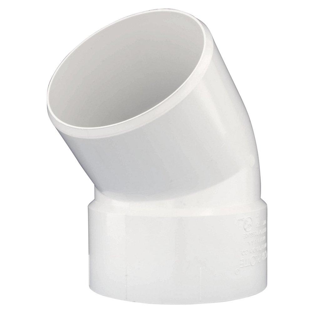 White PVC DWV 45&deg; Street Elbow 