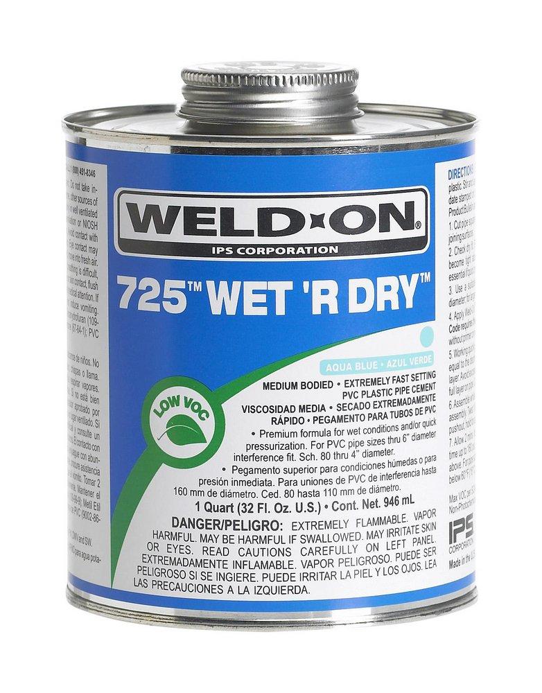 Weld-On&reg; Fast Set PVC Aqua Blue Pipe Cement 