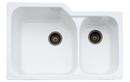 ROHL® White 33 x 22 in. No Hole Fireclay Double Bowl Undermount Kitchen Sink 