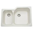 ROHL® Biscuit 33 x 22 in. No Hole Fireclay Double Bowl Undermount Kitchen Sink