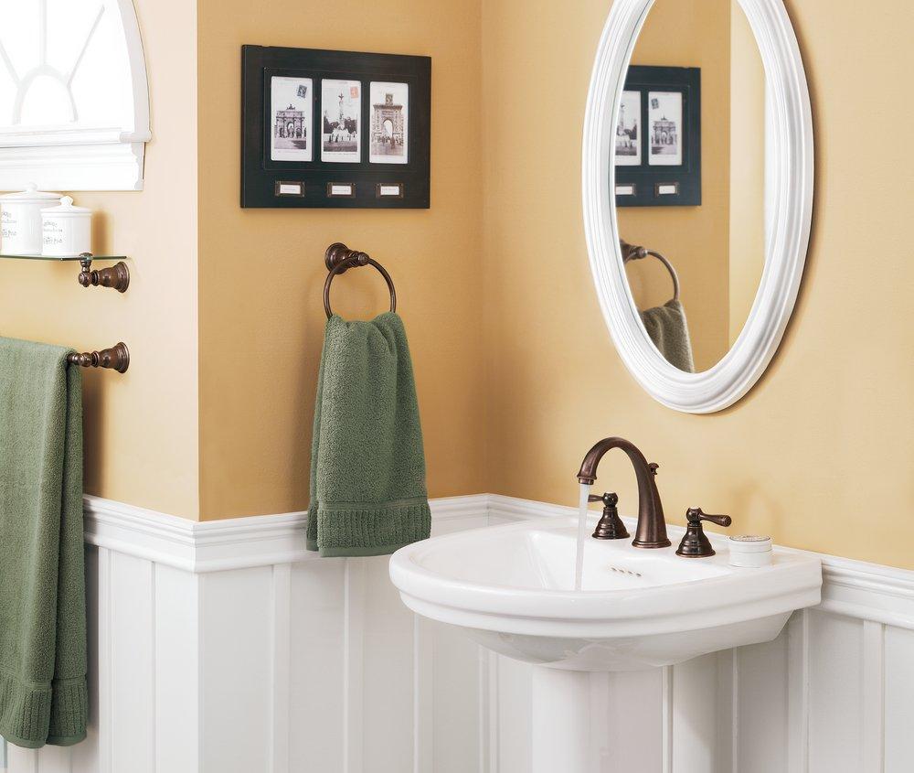 Moen Oil Rubbed Bronze Two Handle Widespread Bathroom Sink Faucet with Pop-Up Drain Assembly 