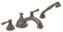 4-Hole Low Arc Roman Tub Faucet with Double Lever Handle and Hand Shower in Oil Rubbed Bronze