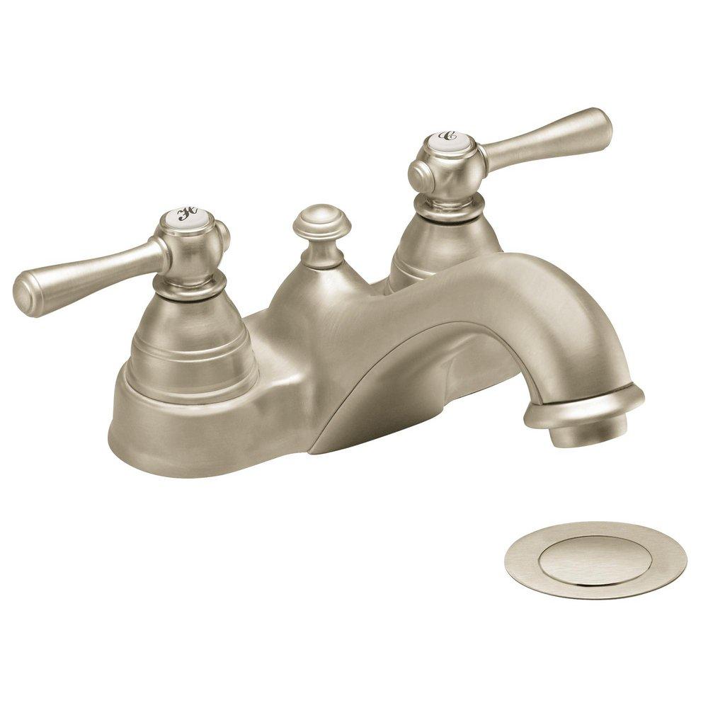 Moen Brushed Nickel Two Handle Centerset Bathroom Sink Faucet 