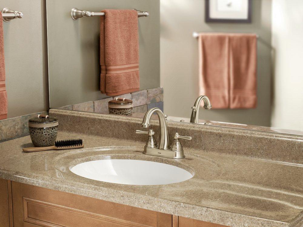 Moen Brushed Nickel Two Handle Centerset Bathroom Sink Faucet 