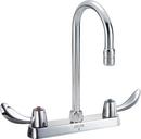 1.5 gpm 3-Hole Gooseneck Kitchen Sink Faucet with Double Hooded Blade Handle in Polished Chrome