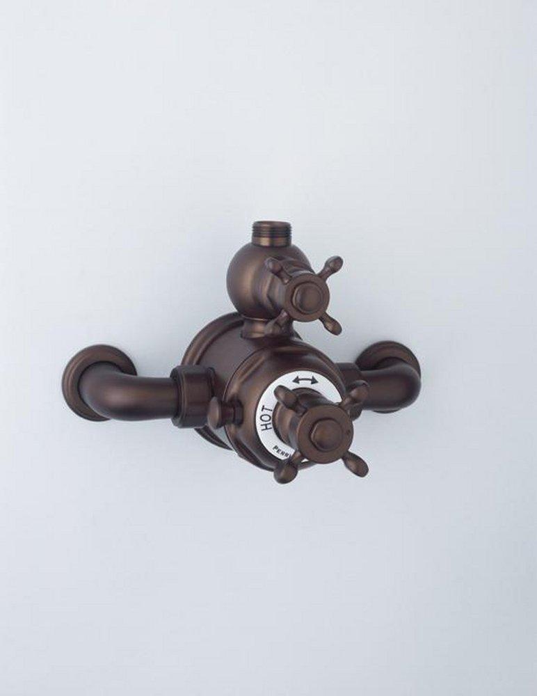 Perrin & Rowe&reg; Polished Nickel Double Cross Handle Thermostatic Expansion Shower Mixing Valve 