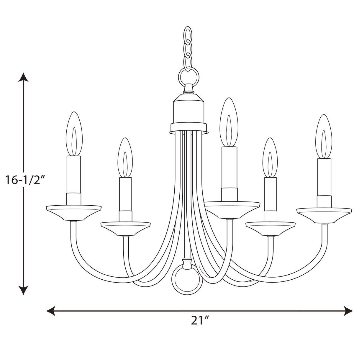 Progress Lighting Brushed Nickel 16 in. 60W 5-Light Candelabra E-12 Chandelier 