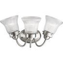3 Light 100W Vanity Light Fixture with Clear Prismatic Glass Brushed Nickel