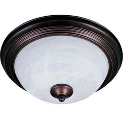 13-1/2 x 6 in. 75 W 2-Light Medium Flush Mount Ceiling Fixture with Marble Glass Bowl in Oil Rubbed Bronze