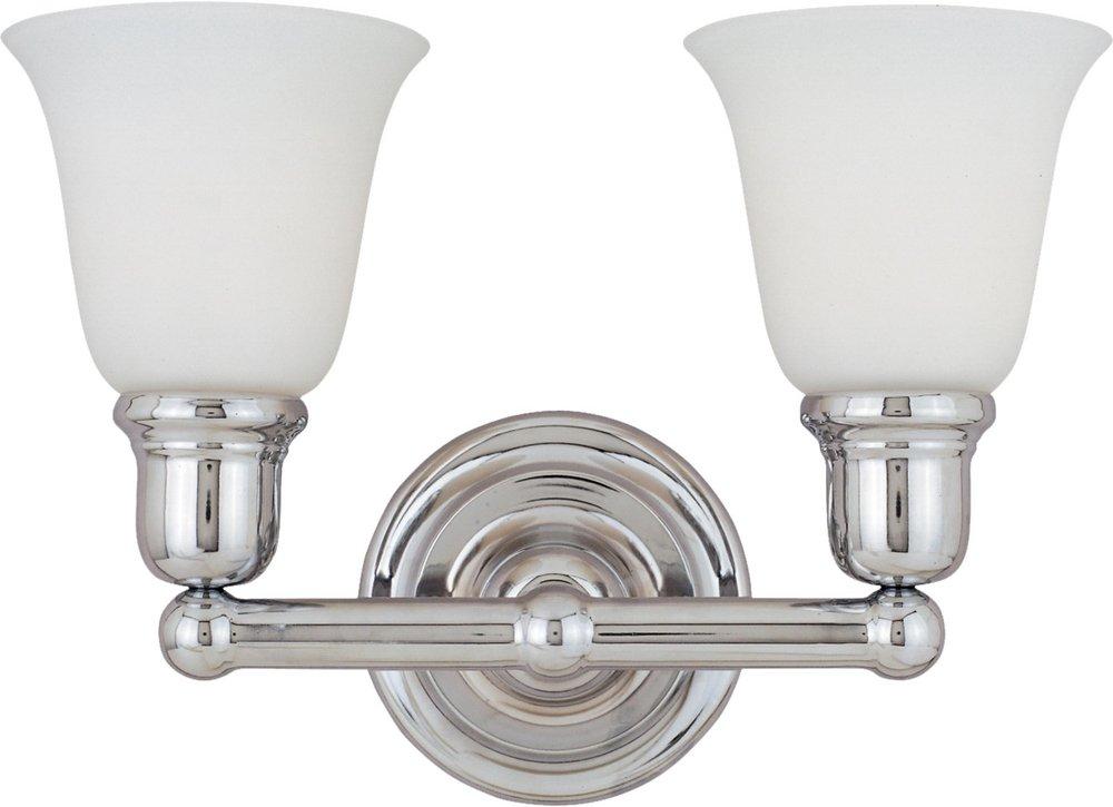 Maxim Lighting&reg; Polished Chrome 10 in. 100W 2-Light Bath Vanity with Soft Vanilla Glass Shade 