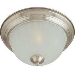15-1/2 in. 3-Light Flushmount in Satin Nickel with Frosted Glass Shade