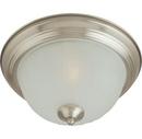 75 W 2-Light Flush Mount Ceiling Fixture with Frosted Glass Bowl in Satin Nickel