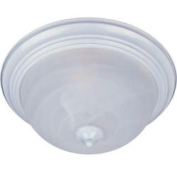13-1/2 x 6 in. 75 W 2-Light Medium Flush Mount Ceiling Fixture with Marble Glass Bowl in White