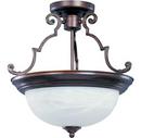 14 in. 2-Light Semi-Flushmount Ceiling Fixture in Oil Rubbed Bronze with Marble Glass Shade