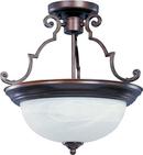 14 in. 2-Light Semi-Flushmount Ceiling Fixture in Oil Rubbed Bronze with Marble Glass Shade