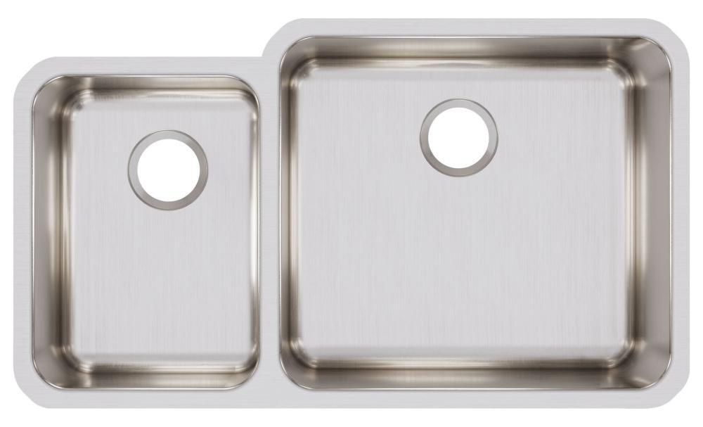 Elkay Lustrous Satin 35-1/4 x 20-1/2 in. No Hole Stainless Steel Double Bowl Undermount Kitchen Sink 
