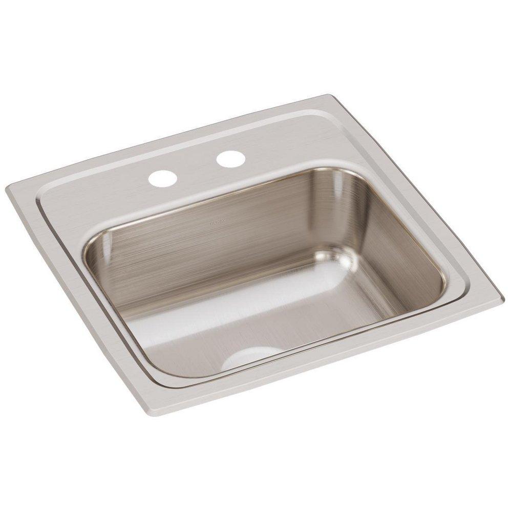 Elkay Lustrous Satin 15 x 15 in. 3 Hole Drop-in Stainless Steel Bar Sink 