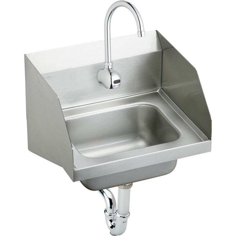 Elkay Buffed Satin 16-3/4 x 15-1/2 in. 1-Hole 1-Bowl Wall Mount 304 Stainless Steel Wall Hung Sink Kit with Sensor 