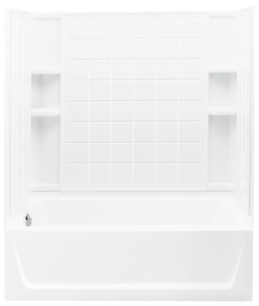 Sterling White 60 x 32 in. Vikrell Left Hand Drain Tub and Shower 