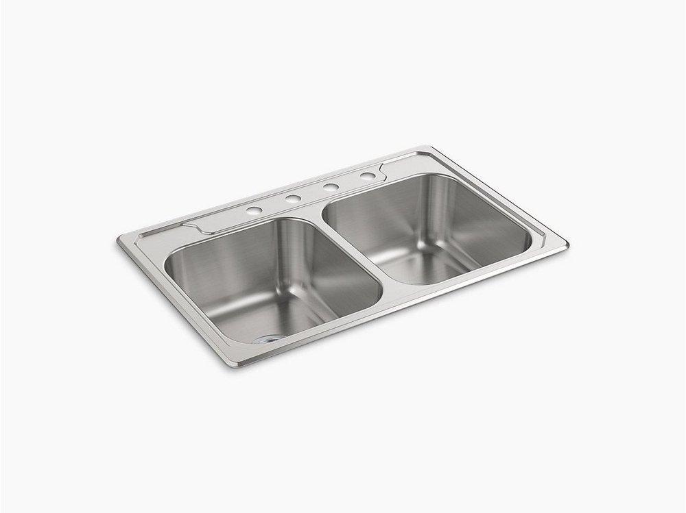 Sterling Satin 33 x 22 in. Stainless Steel 2 Bowl Drop-in Kitchen Sink in Satin Stainless Steel 