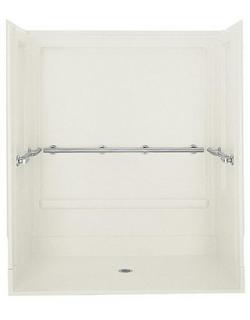 39-3/8 in. Shower End Wall Set with Backer Boards in White