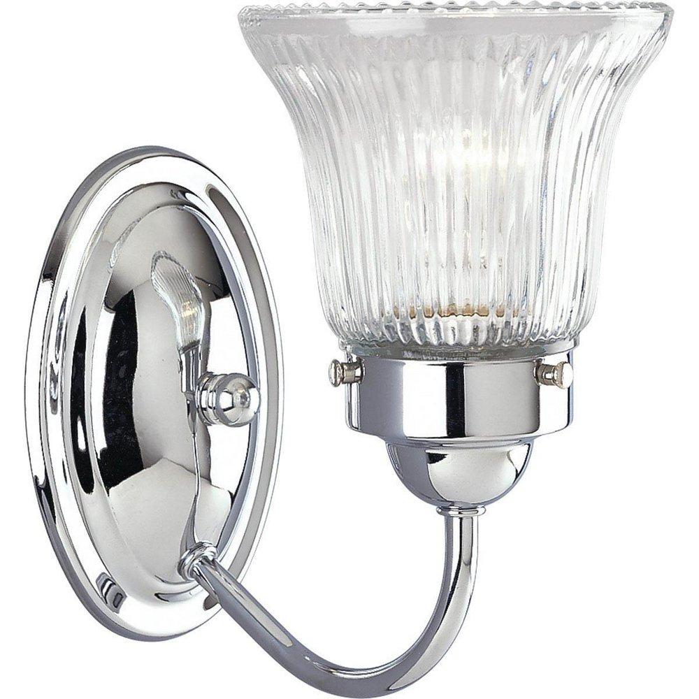 Progress Lighting Polished Chrome 5-1/4 in. 1-Light Vanity Fixture with Sparkling prismatic Glass Shade 