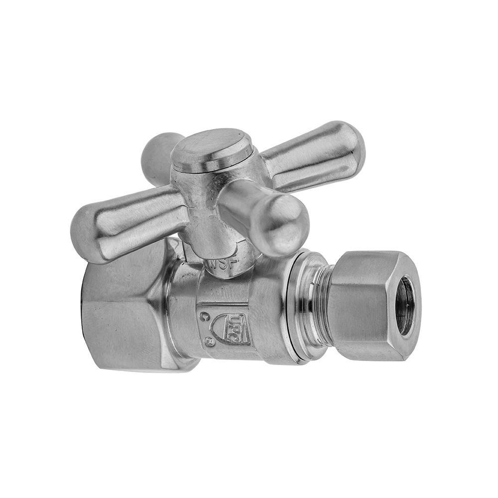 Jaclo Industries Satin Brass 3/8 in. Threaded x OD Tube Cross Handle Straight Supply Stop Valve 