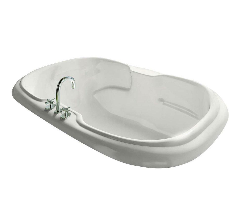 White 71-1/2 x 42 in. Drop-In Bathtub with Center Drain 