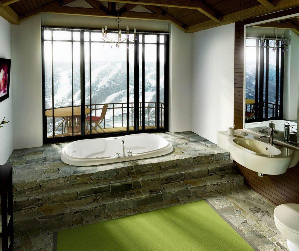 White 71-1/2 x 42 in. Drop-In Bathtub with Center Drain 