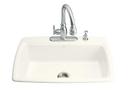 KOHLER Biscuit 33 x 22 in. 4 Hole Cast Iron Single Bowl Drop-in Kitchen Sink 