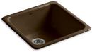 20-7/8 x 20-7/8 in. No Hole Cast Iron Single Bowl Dual Mount Kitchen Sink in Black 'n Tan