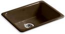 24-1/4 x 18-3/4 in. No Hole Cast Iron Single Bowl Dual Mount Kitchen Sink in Black 'n Tan
