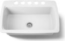 KOHLER White 33 x 22 in. 5 Hole Cast Iron Single Bowl Undermount Kitchen Sink 