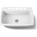KOHLER White 33 x 22 in. 5 Hole Cast Iron Single Bowl Undermount Kitchen Sink 
