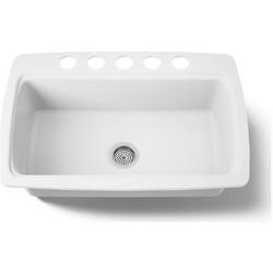 33 in. Undermount Cast Iron Single Bowl Kitchen Sink in White