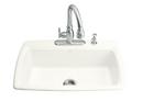 KOHLER White 33 x 22 in. 4 Hole Cast Iron Single Bowl Drop-in Kitchen Sink 