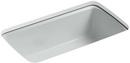 KOHLER Ice&trade; Grey 33 x 22 in. 5 Hole Cast Iron Single Bowl Undermount Kitchen Sink 